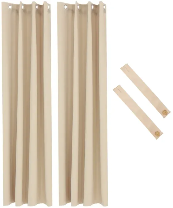 Sunnydaze Room Darkening Curtain Panel - Beige - 52 in x 96 in - Set of 2