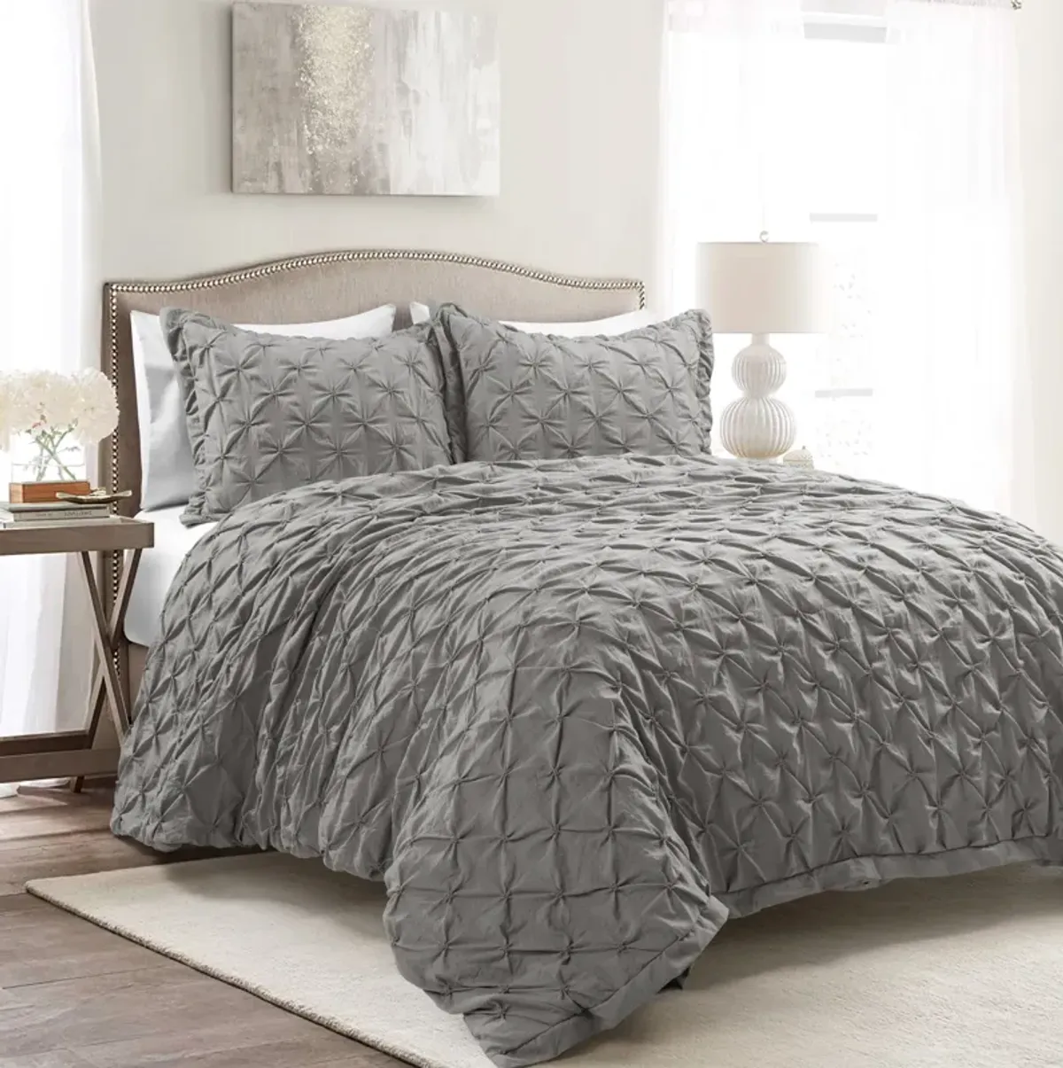 Ravello Pintuck Soft Oversized Duvet Cover  3Pc Set