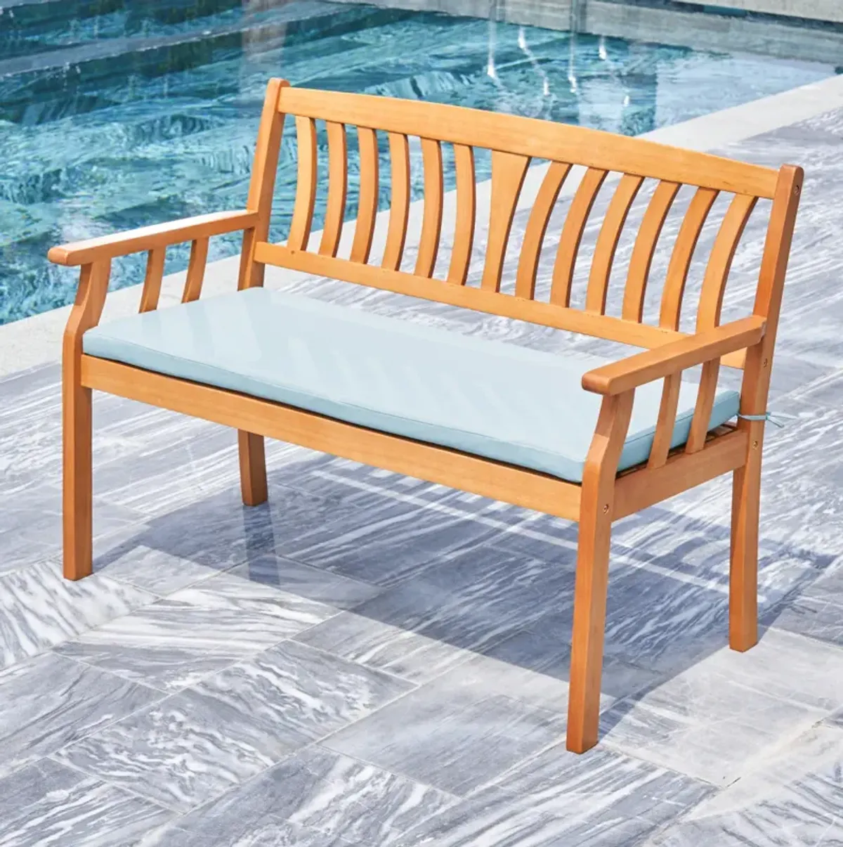 Kapalua Honey Nautical Eucalyptus Wooden Outdoor Garden Bench