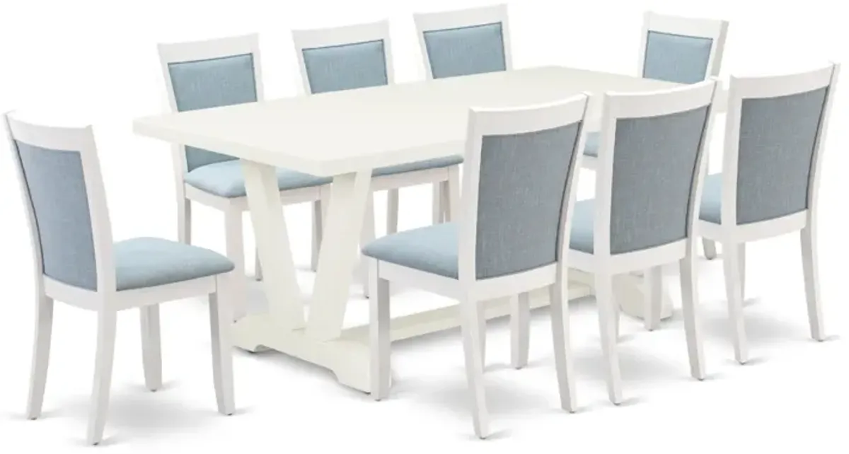 East West Furniture V027MZ015-9 9Pc Dining Set - Rectangular Table and 8 Parson Chairs - Multi-Color Color
