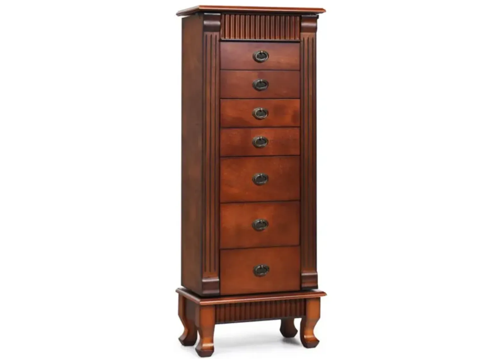 Hivvago Wooden Jewelry Armoire Cabinet Storage Chest with Drawers and Swing Doors