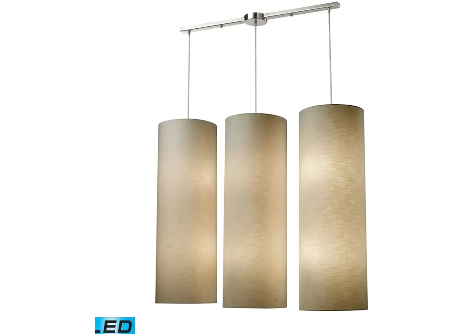 Beige Fabric Cylinders LED Pendant