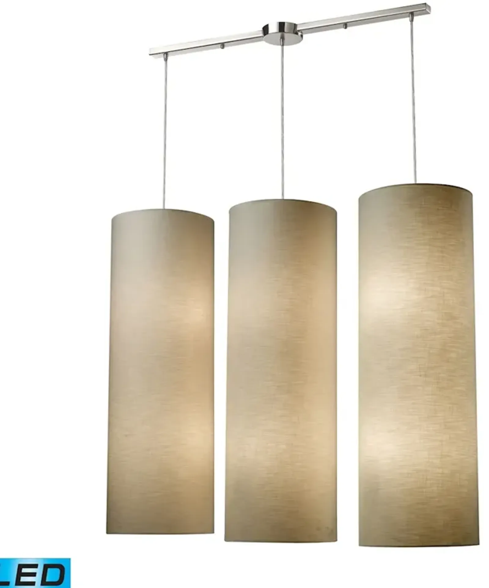 Beige Fabric Cylinders LED Pendant