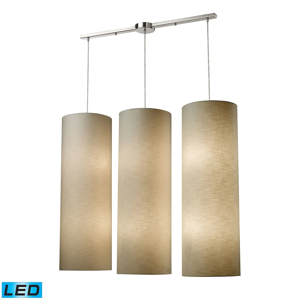 Beige Fabric Cylinders LED Pendant