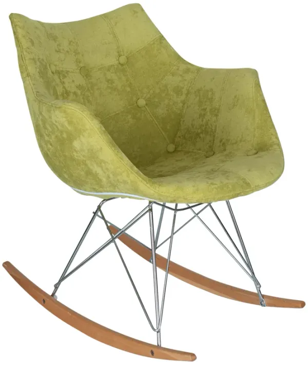 LeisureMod Willow Twill Fabric Eiffel Rocking Chair
