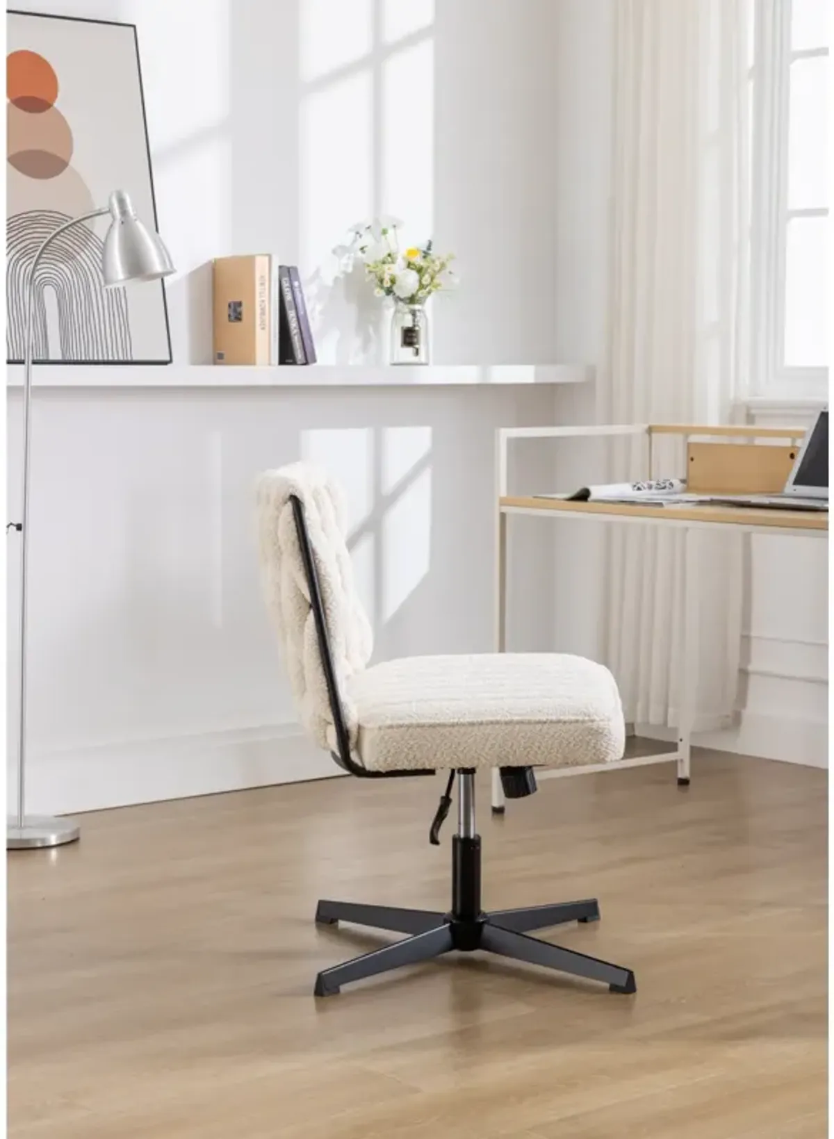 Armless Office Desk Chair No Wheels