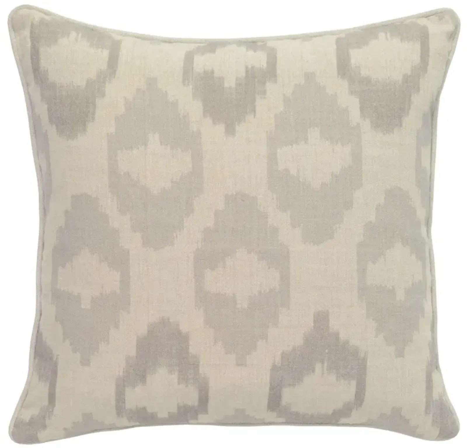 Square Fabric Throw Pillow with Metallic Embroidered Details,Gray and Beige-Benzara