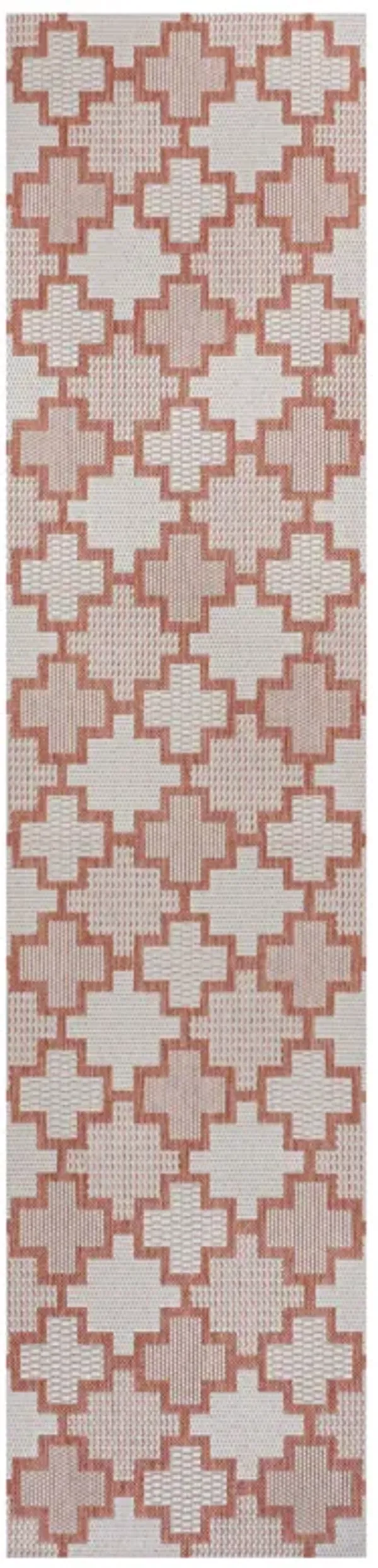 Cyrus Modern Geometric Tile Pattern Navy/Cream 2 ft. x 8 ft. Indoor/Outdoor Runner Rug