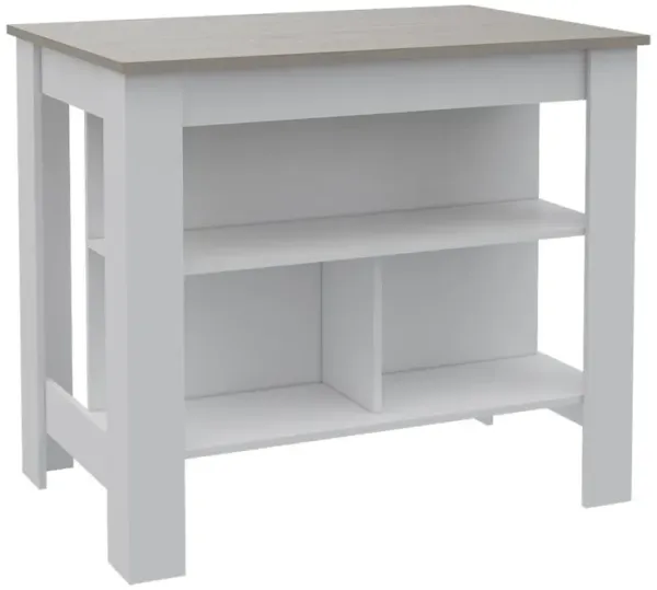 Antibacterial Delos Kitchen Island White-Light Grey