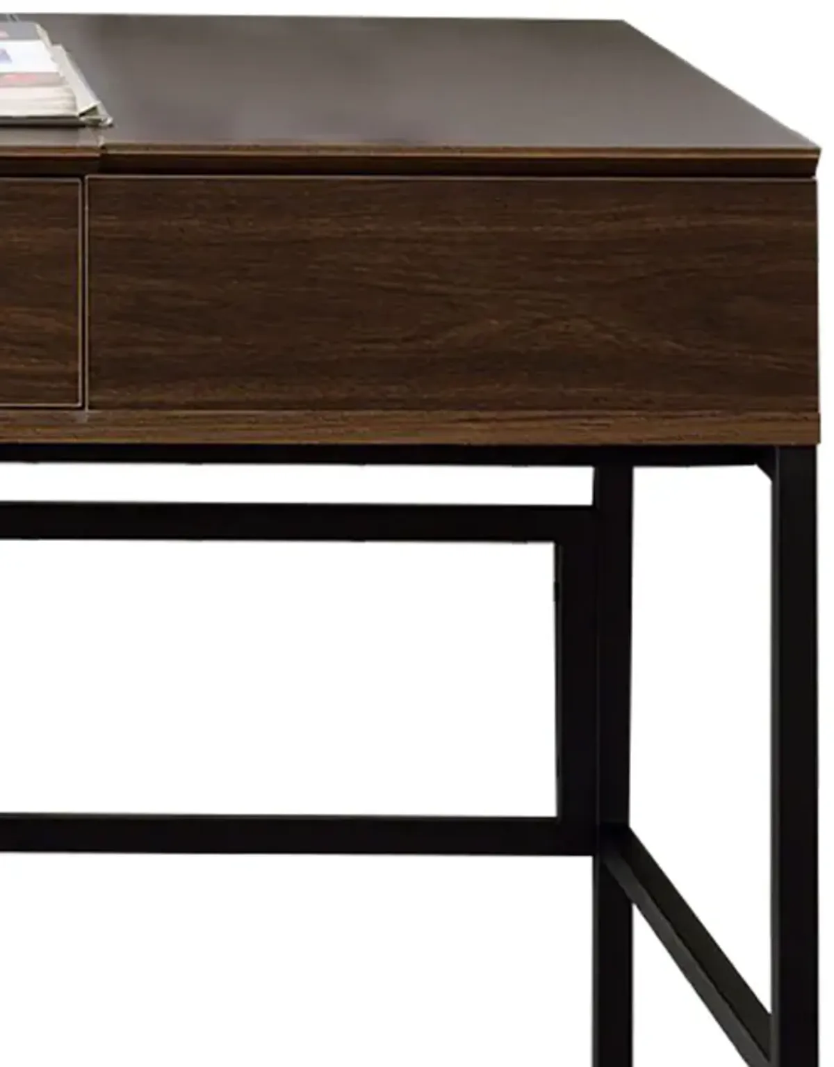 Writing Desk with Lift Top Storage and USB Plugin, Brown-Benzara