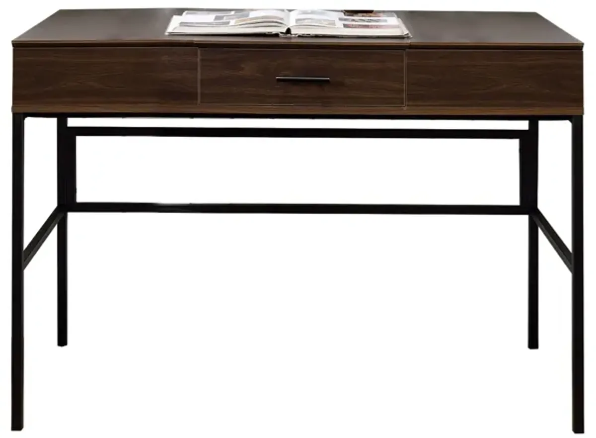 Writing Desk with Lift Top Storage and USB Plugin, Brown-Benzara