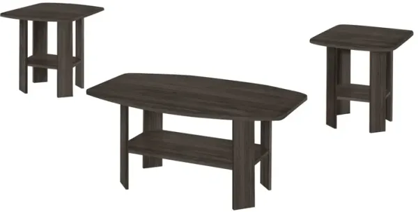 Monarch Specialties I 7873P Table Set, 3pcs Set, Coffee, End, Side, Accent, Living Room, Laminate, Brown, Transitional
