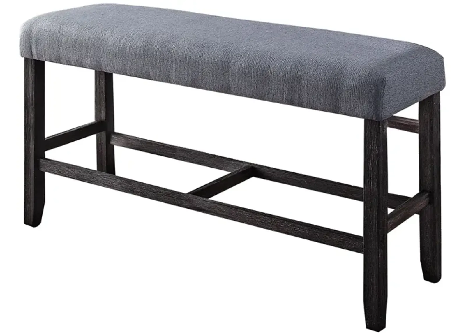 Rectangular Fabric Counter Height Bench with Padded Seat, Brown and Blue-Benzara