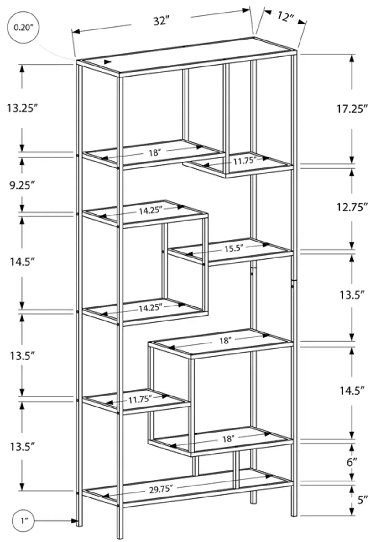 Monarch Specialties I 7159 Bookshelf, Bookcase, Etagere, 72"H, Office, Bedroom, Metal, Tempered Glass, White, Clear, Contemporary, Modern