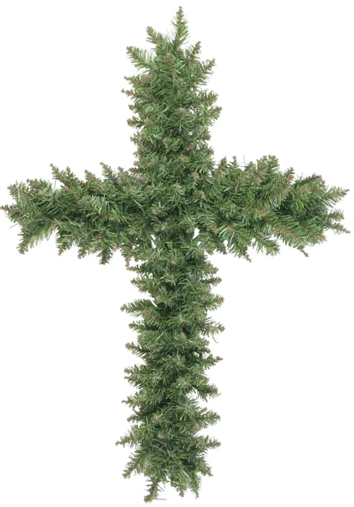 22" Green Pine Artificial Cross Shape Wreath with Ground Stake - Unlit