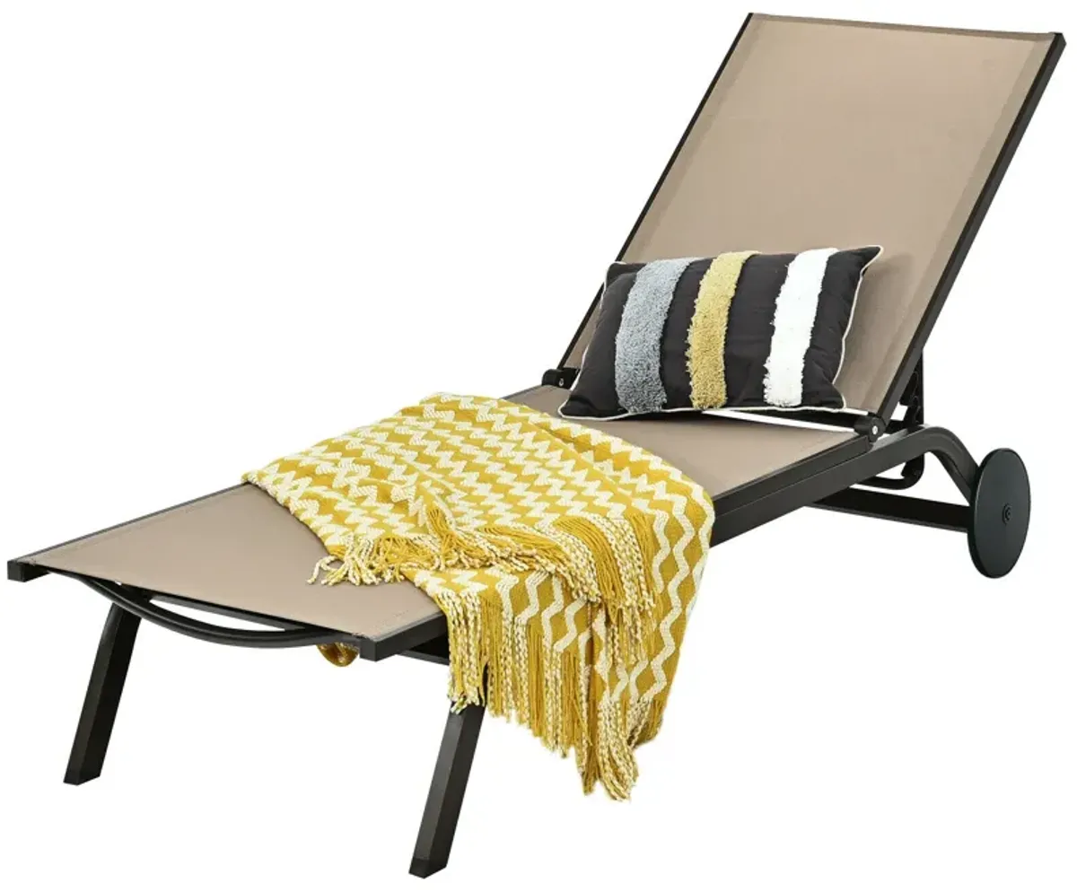 Aluminum Fabric Outdoor Patio Lounge Chair with Adjustable Reclining