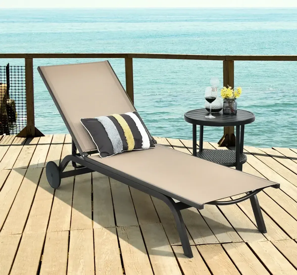 Aluminum Fabric Outdoor Patio Lounge Chair with Adjustable Reclining