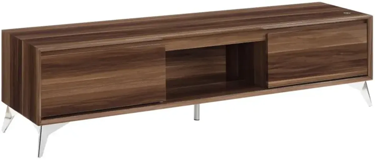 Raceloma TV Stand, Led, Walnut Chrome Finish