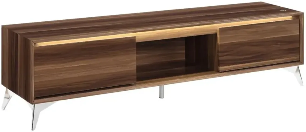 Raceloma TV Stand, Led, Walnut Chrome Finish