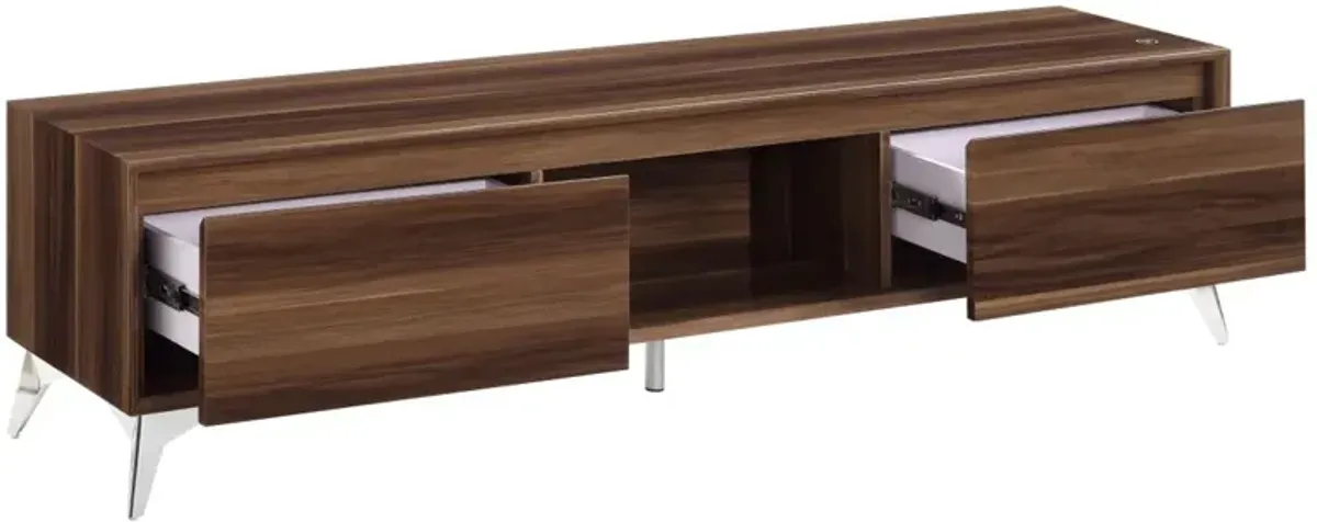 Raceloma TV Stand, Led, Walnut Chrome Finish