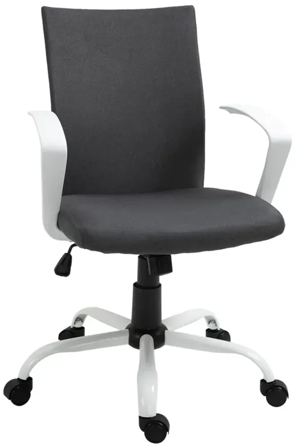 Dark Grey/White Task Chair: Mid Back Office Chair with Adjustable Height