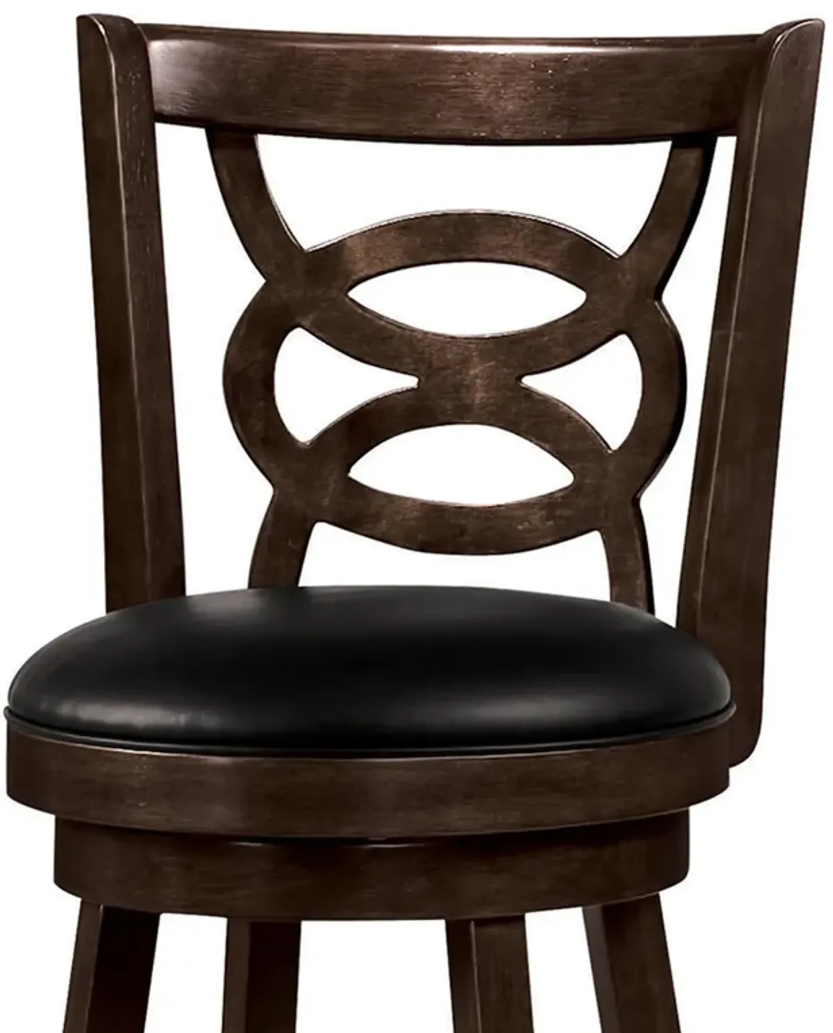 29" Swivel Bar Stool with Upholstered Seat, Black And Brown ,Set of 2-Benzara