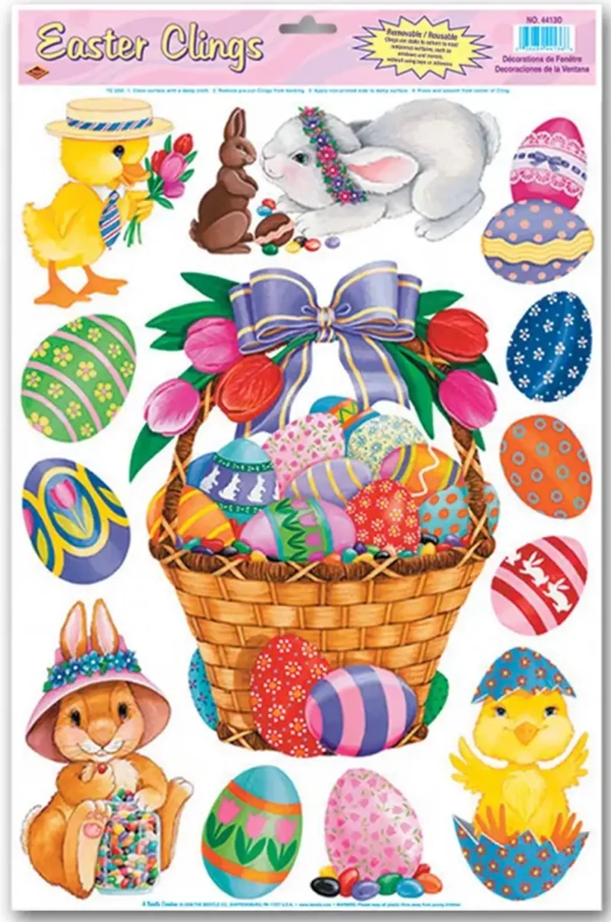 Pack of 12 Easter Basket and Friends Decorative Window and Glass Clings