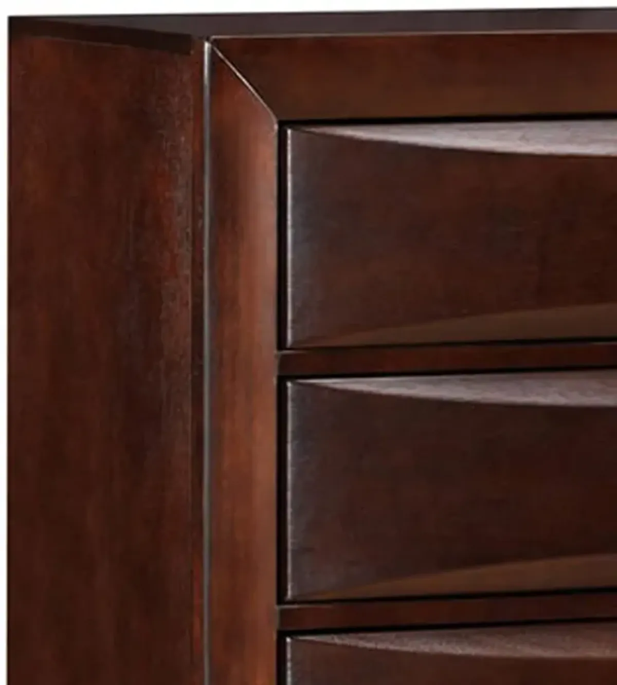 Transitional Wooden Chest with 5 Spacious Beveled Drawers, Brown