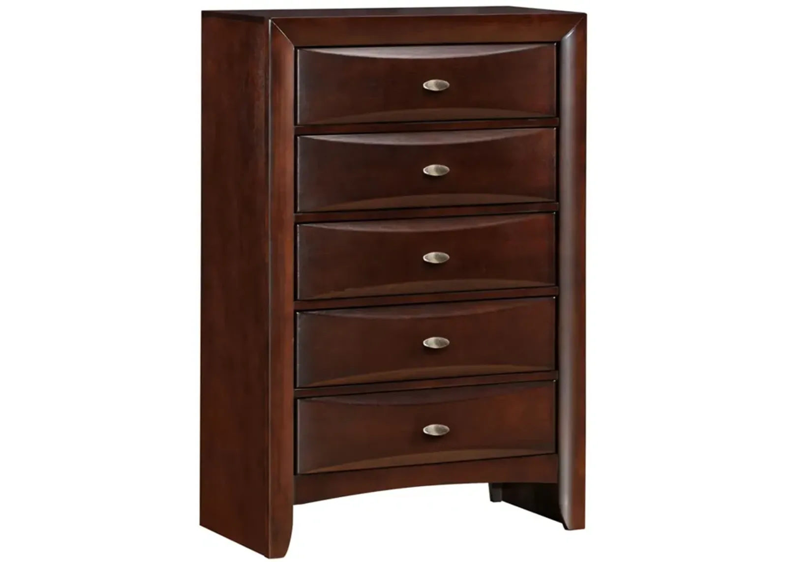 Transitional Wooden Chest with 5 Spacious Beveled Drawers, Brown