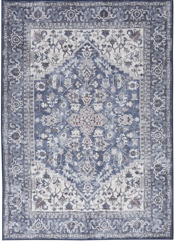 Machine Washable Series 1 SR104 Navy/Ivory 5'3" x 7'3" Rug