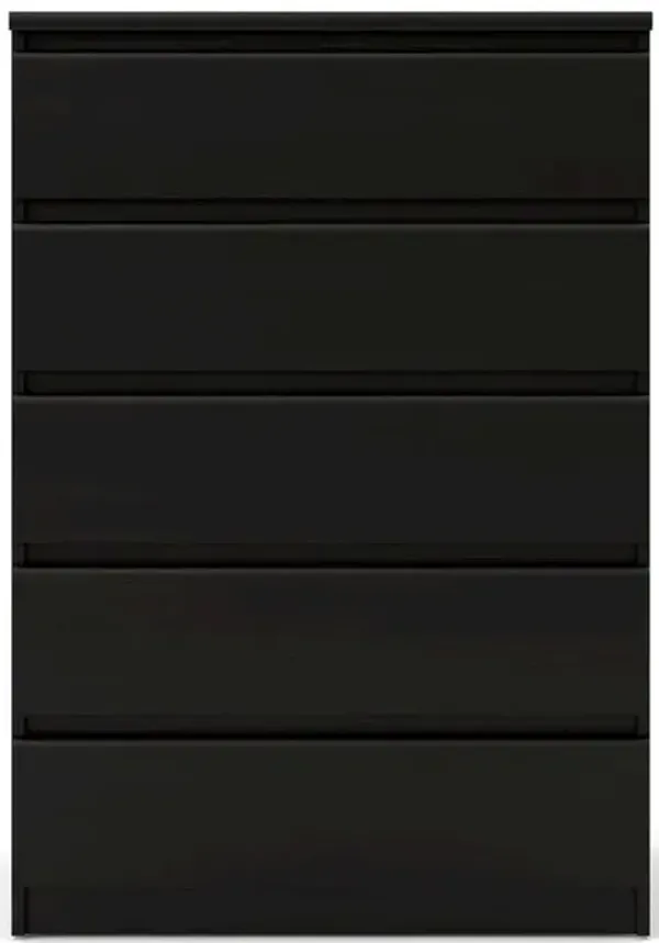 FurniFact Brown 5 Drawer Tall Dresser - Stylish Chest for Bedroom Organization