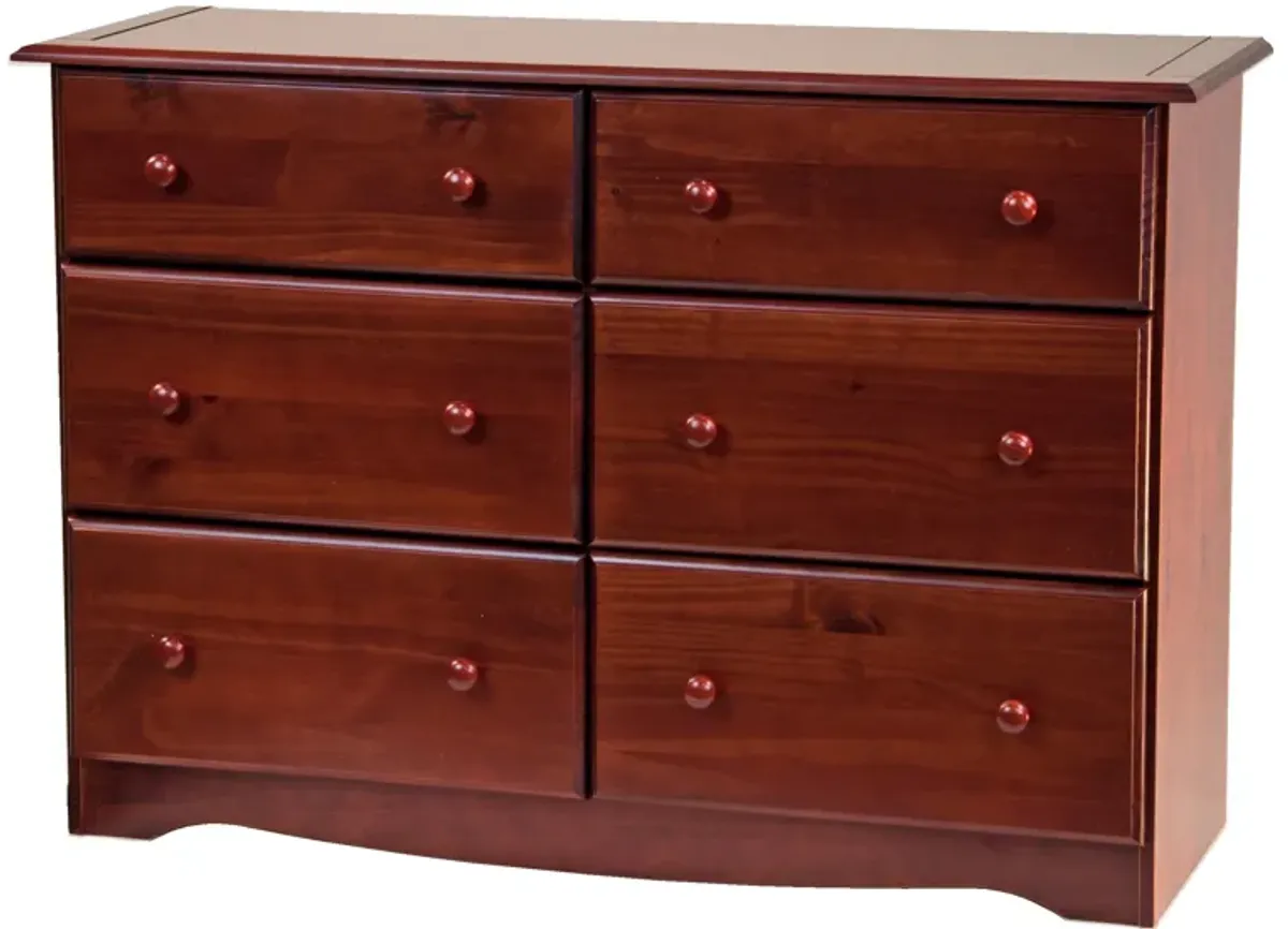 100% Solid Wood 6-Drawer Double Dresser