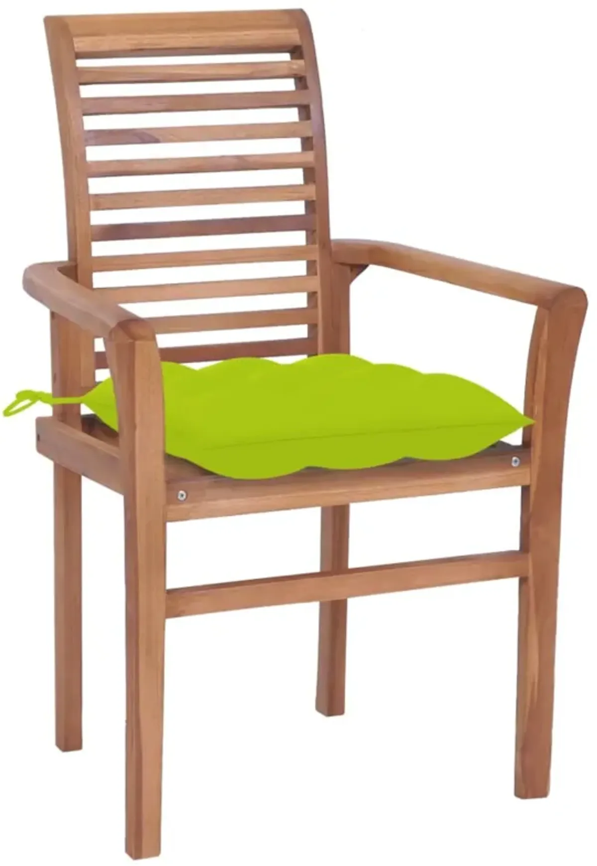 vidaXL Dining Chairs 2 pcs with Bright Green Cushions Solid Teak Wood