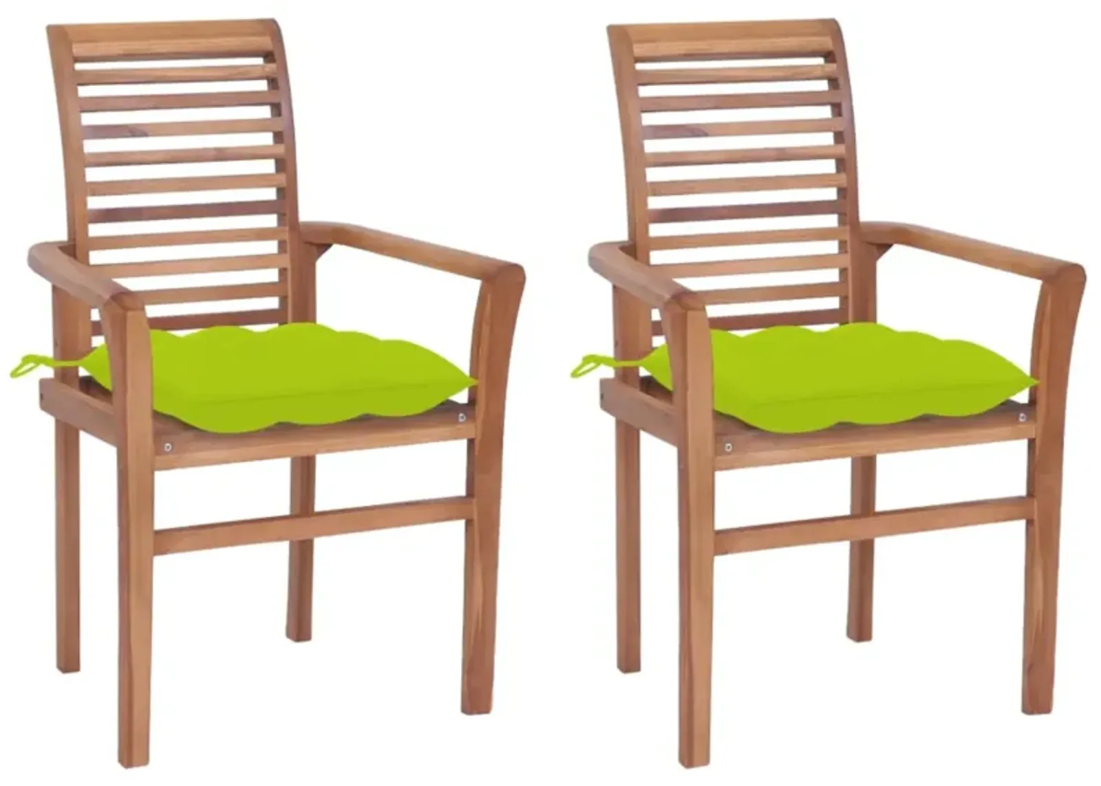 vidaXL Dining Chairs 2 pcs with Bright Green Cushions Solid Teak Wood