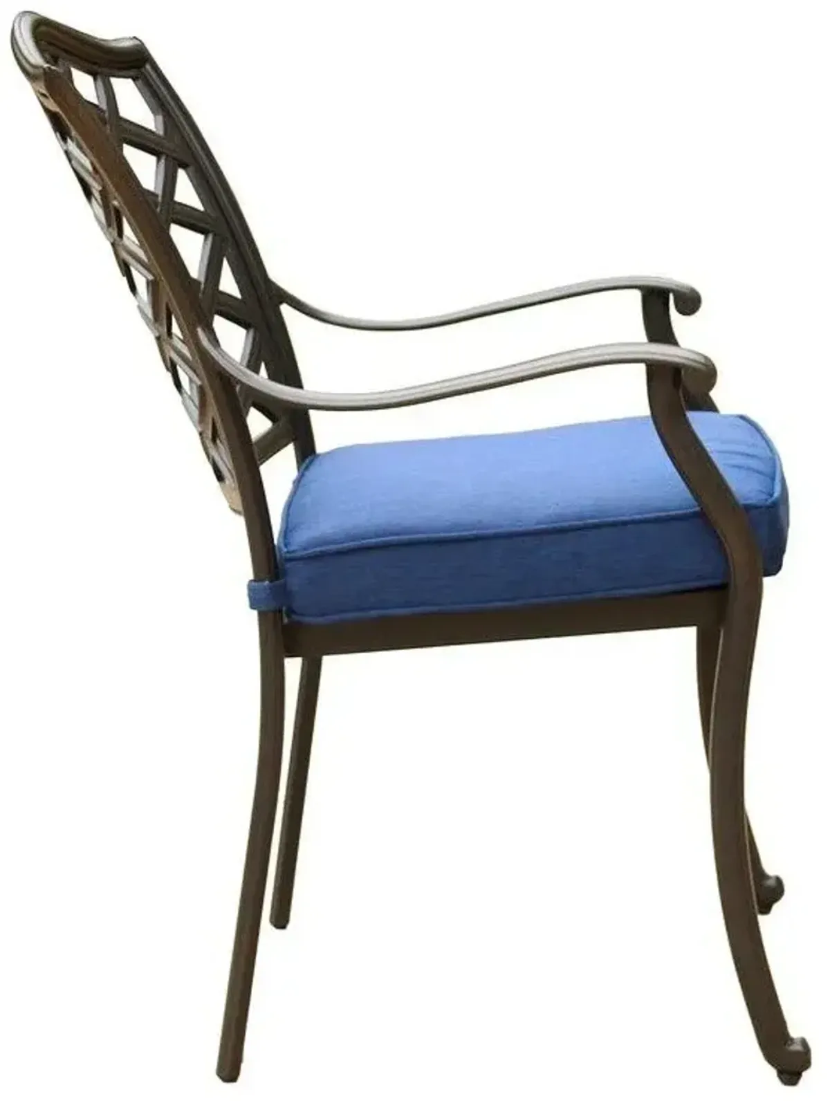 Aluminum Dining Armchair with Blue Cushion