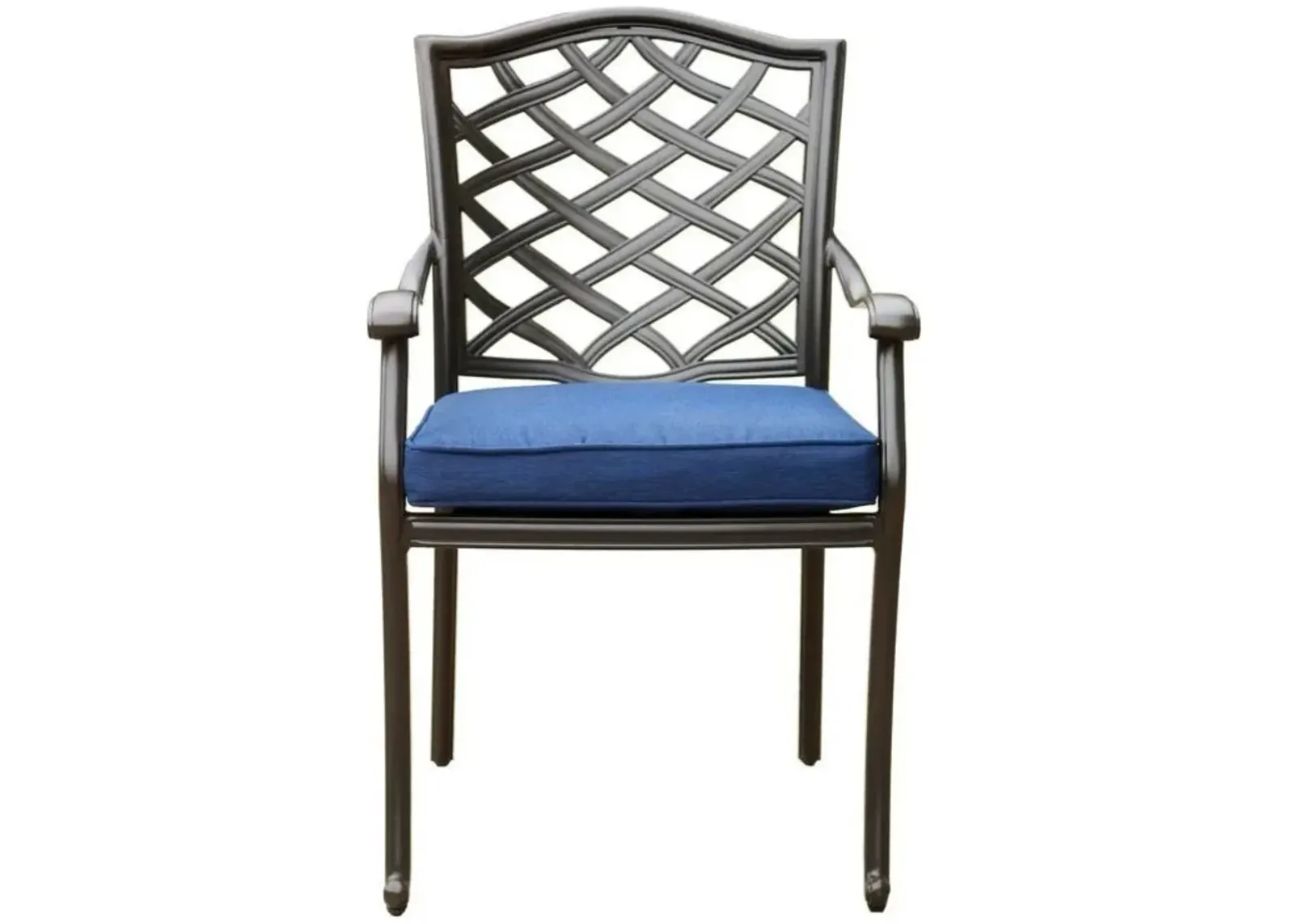 Aluminum Dining Armchair with Blue Cushion