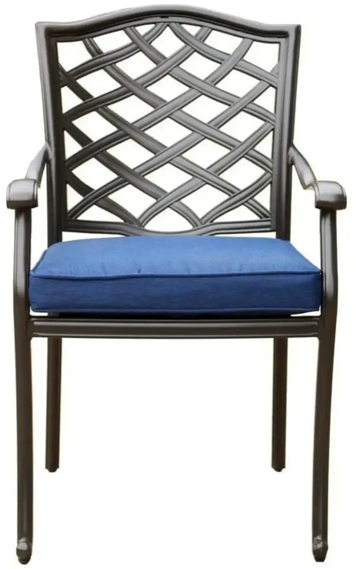 Aluminum Dining Armchair with Blue Cushion