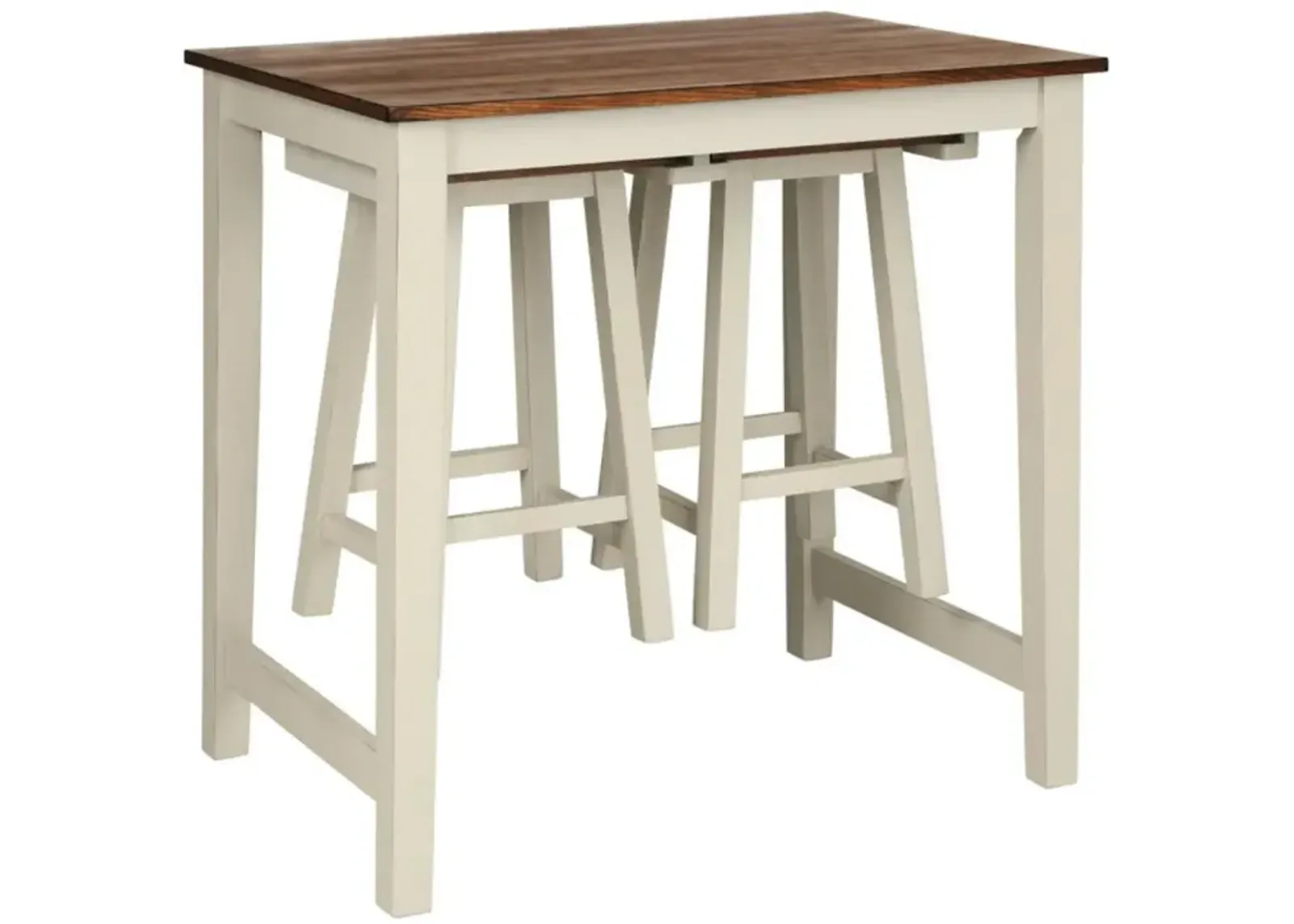 Hivvago Counter Height Pub Table with 2 Saddle Bar Stools