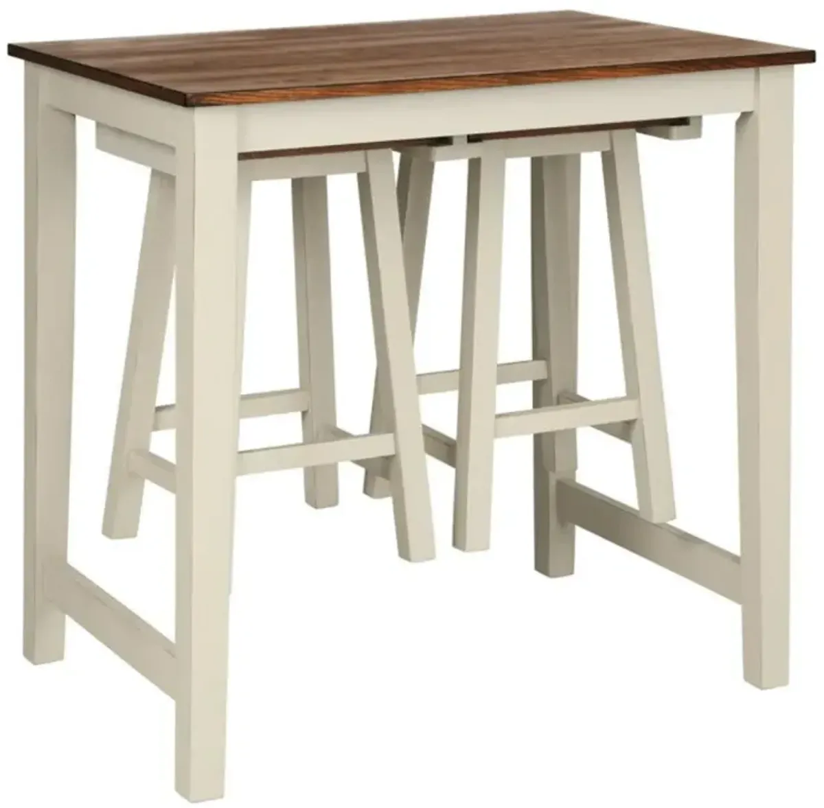 Hivvago Counter Height Pub Table with 2 Saddle Bar Stools