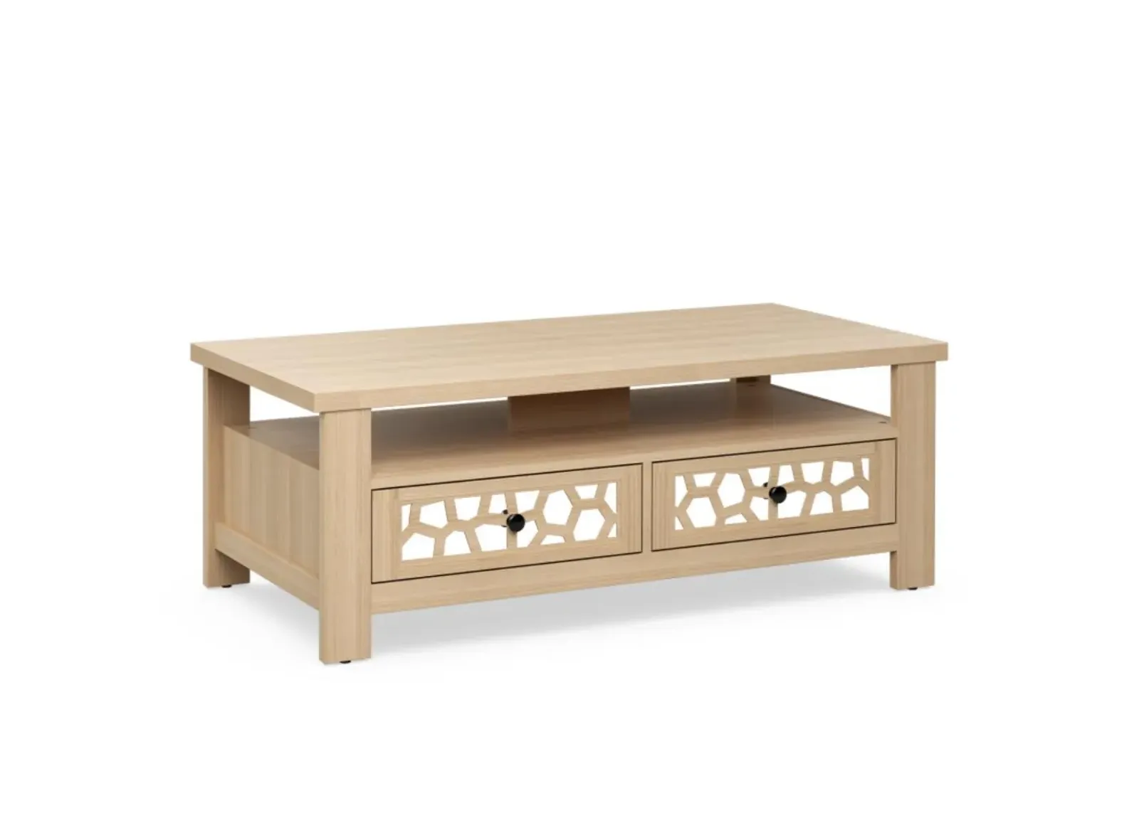 Hivvago 3-tier Coffee Table with 2 Drawers and 5 Support Legs