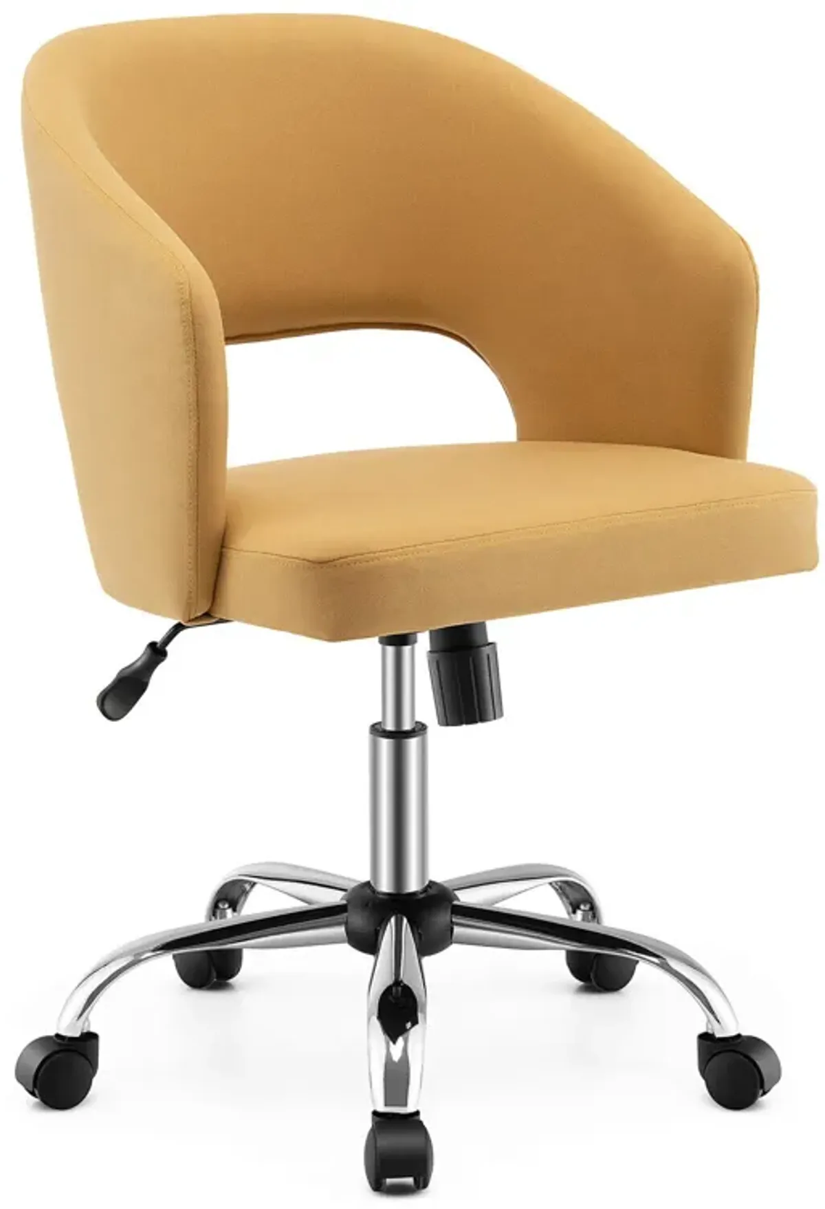 Upholstered Swivel Office Chair with Hollow Out Back