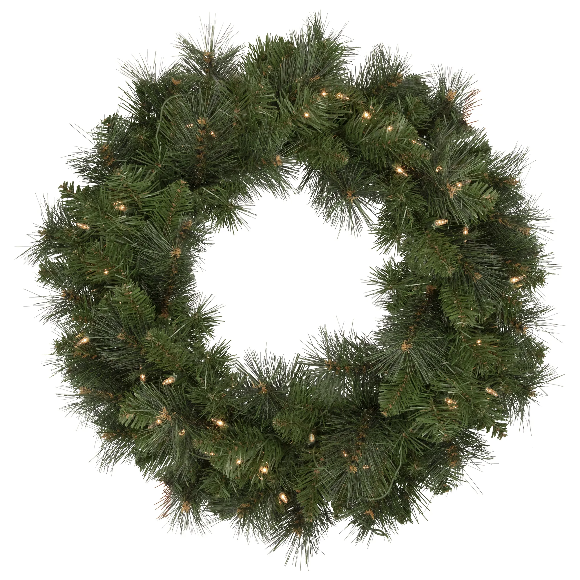 Mixed Beaver Pine Artificial Christmas Wreath  24-Inch  Clear Lights