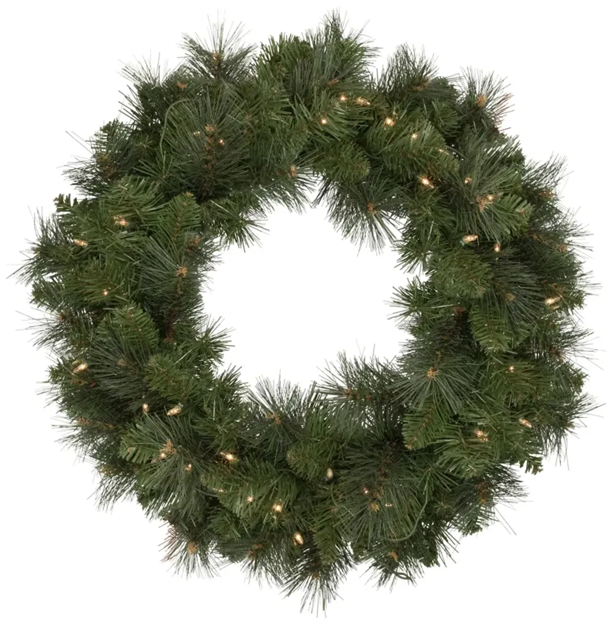 Mixed Beaver Pine Artificial Christmas Wreath  24-Inch  Clear Lights