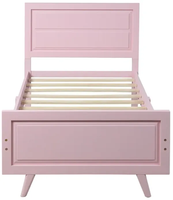 Whisen Twin Wood Platform Bed Mattress Foundation with Headboard and Wood Slat Support - White