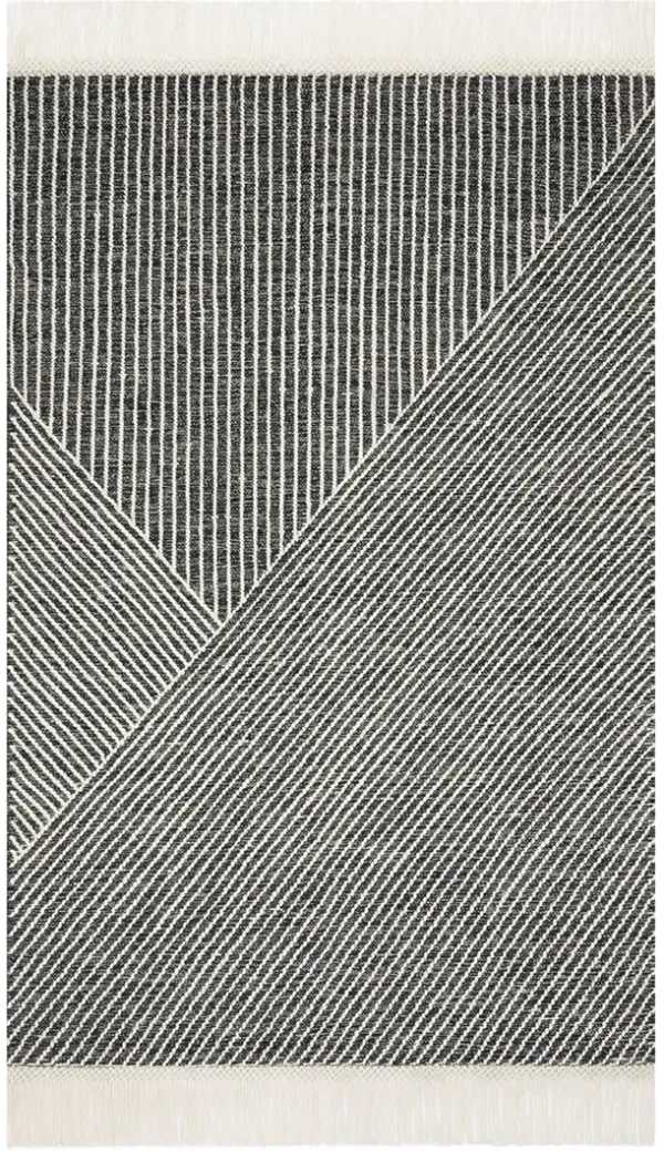Newton NET01 Charcoal/Ivory 3'6" x 5'6" Rug