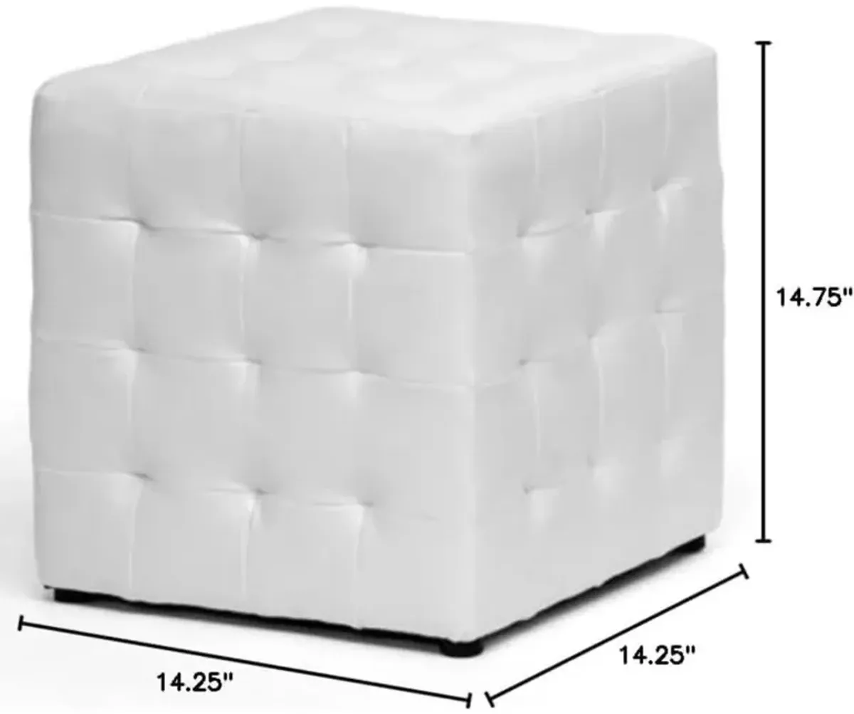 Siskal White Modern Cube Ottoman (Set of 2)