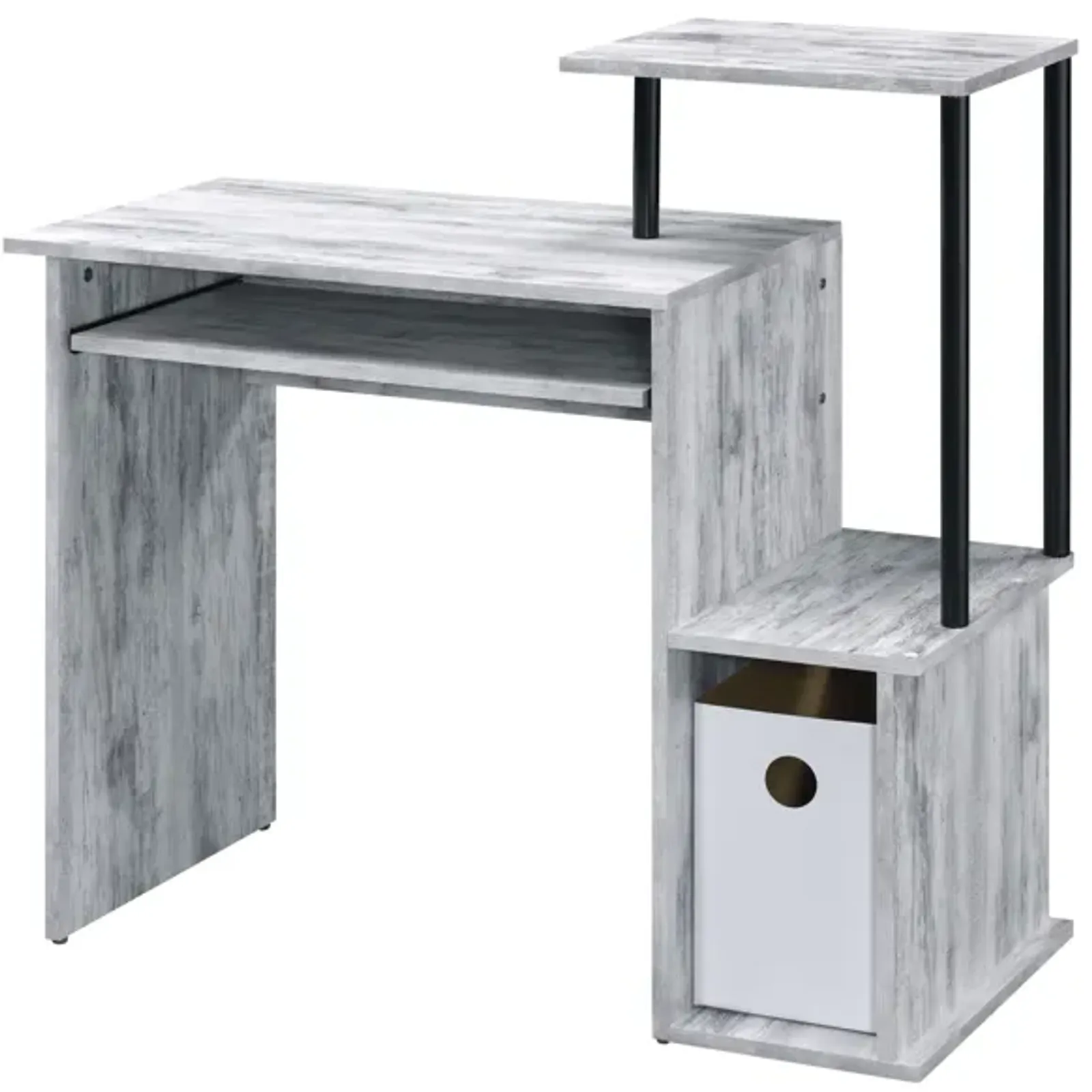 ACME Lyphre Computer Desk, Antique White & Black Finish