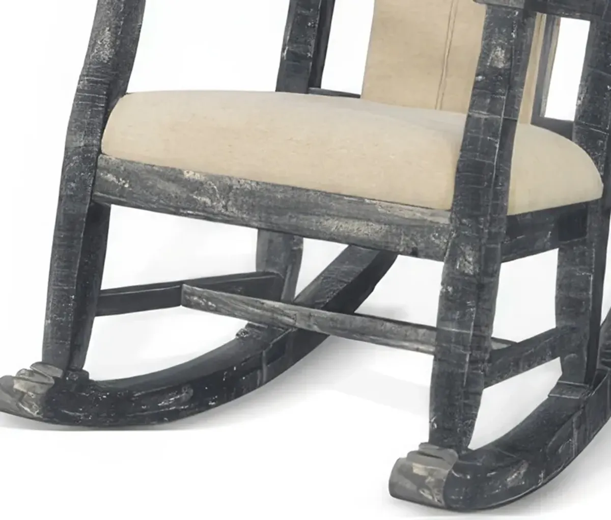 Rena Rocking Chair, Cushion Seat and Back, Black Mahogany Mindy Wood - Benzara