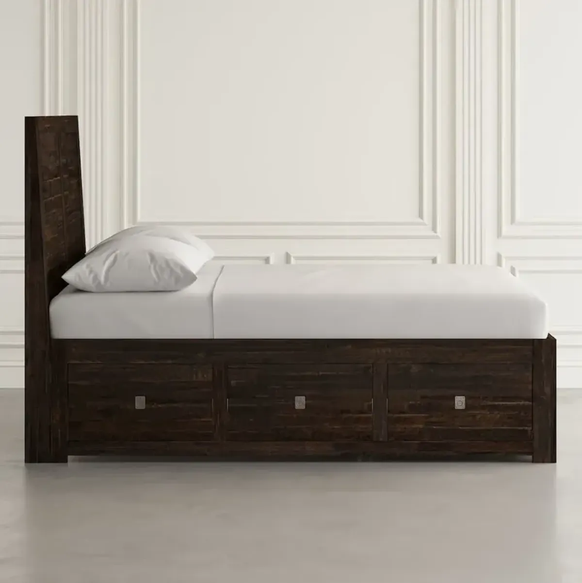 Jofran Kona Grove Distressed Rustic Solid Acacia Queen Storage Bed