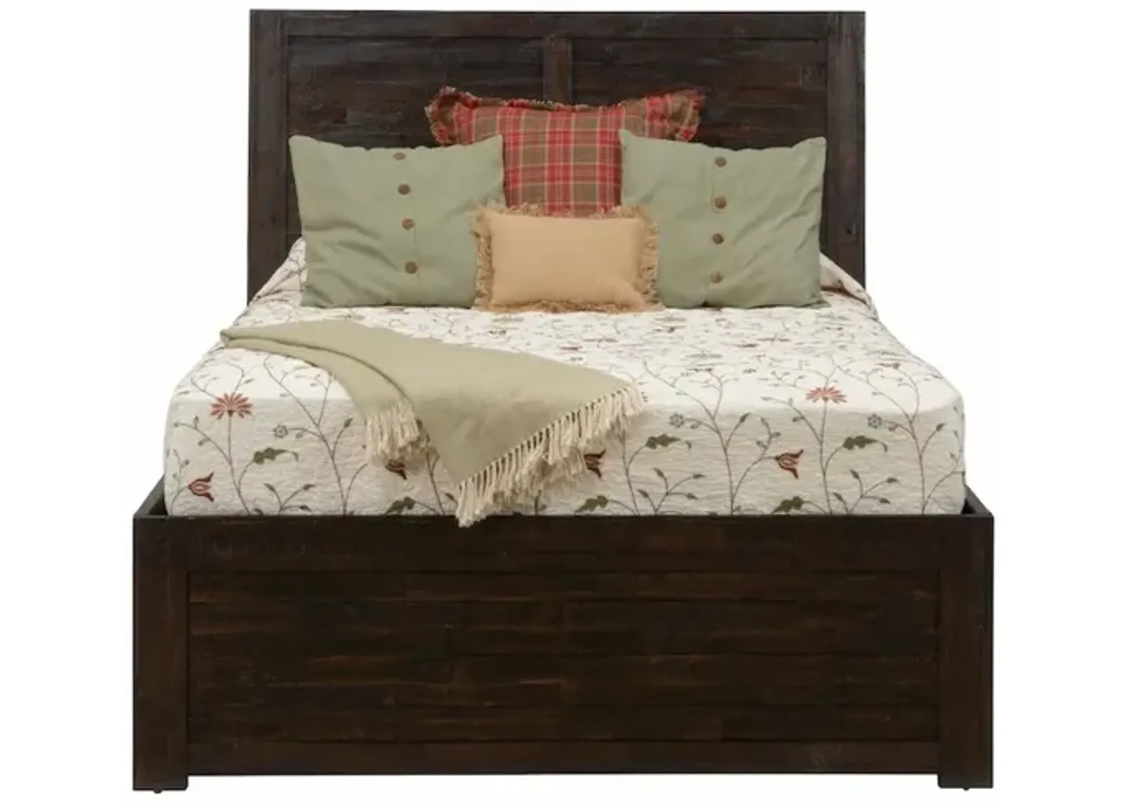 Jofran Kona Grove Distressed Rustic Solid Acacia Queen Storage Bed